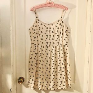 H&M beige & black floral skater dress